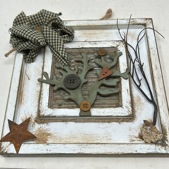 Handmade Distressed Wood Tree Rustic Farmhouse Decor in Frame - Picture 9 of 10